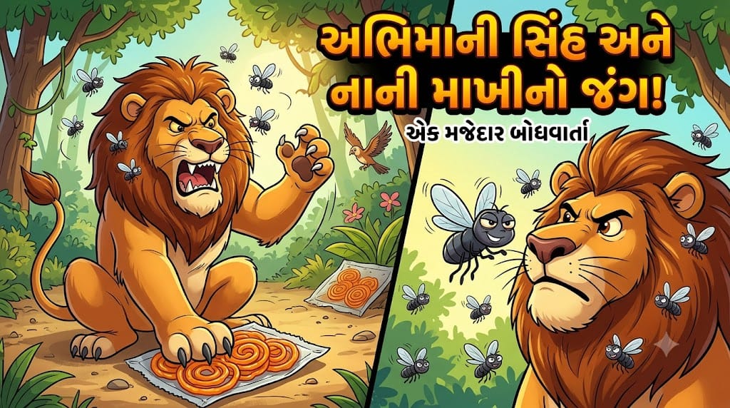 અભિમાની સિંહ અને નાની માખીની મજેદાર લડાઈ | નાની માખી એ સિંહને હરાવ્યો | Moral Story in Gujarati | Pehlu Paglu