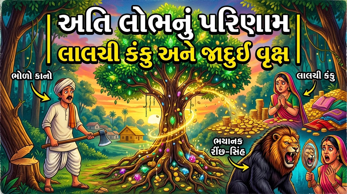 અતિ લોભનું પરિણામ | લાલચી કંકુ અને જાદુઈ વૃક્ષ | Gujarati Bal Varta | Pehlu Paglu