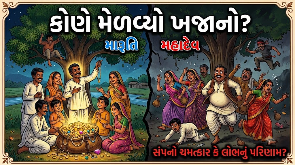 બે પડોશી અને એક જાદુઈ ઝાડ: કોણે મેળવ્યો ખજાનો ને કોણે ગુમાવ્યું? samp taya jamp \ gujrati varta