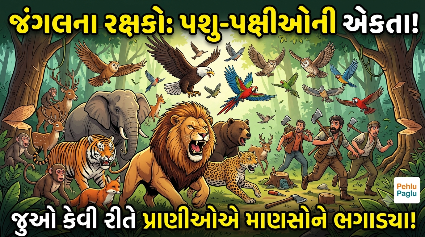 જંગલના રક્ષકો: પશુ-પક્ષીઓની એકતા ની અદ્ભુત વાર્તા | Gujarati Stories 🌳🦁🦜