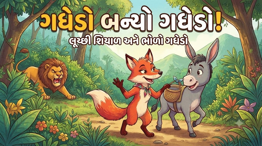 📖 વાર્તાનું નામ: ગધેડો બન્યો ગધેડો!  બોધપાત્ર વાર્તા